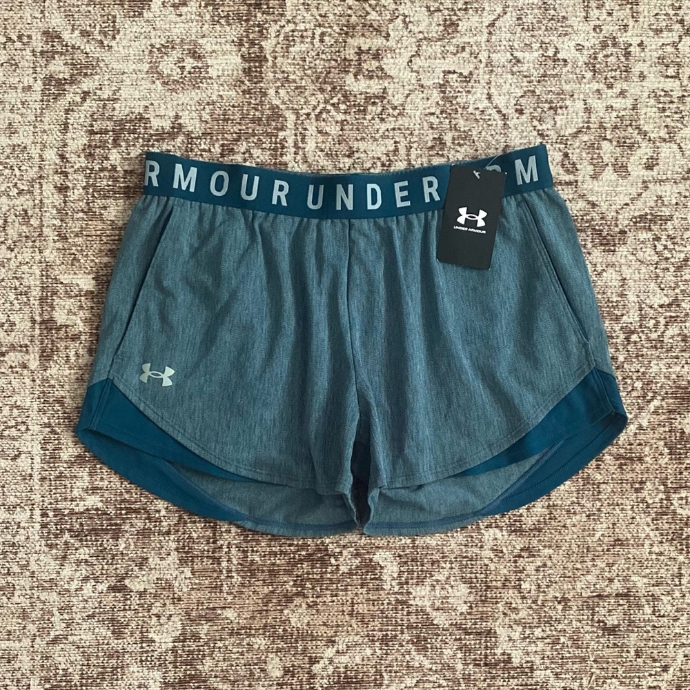 NWT Under Armour Play Up Twist 3.0 Loose Teal Athletic Shorts Size Medium